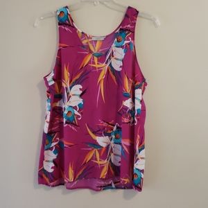Vibrant summer v-neck sleeveless top size Large
